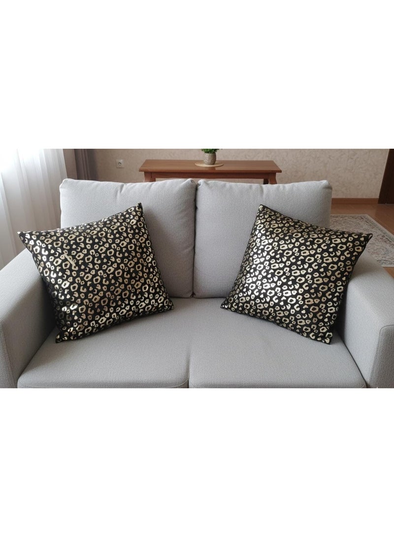 Ramadan pillow cover cushion, size 40*40 cm, off-white color with gold Ramadan designs, 2 pieces